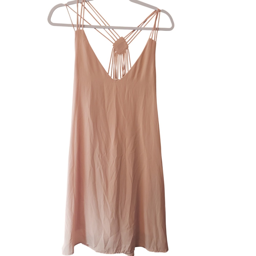 Dainty Hooligan Womens Strappy Caged Back Mini‎ Dress L Blush Pink